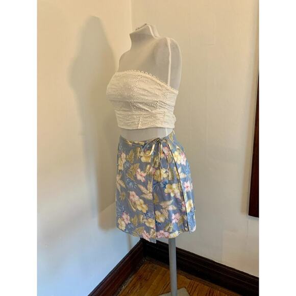 Jennifer Moore VTG y2k 90s 2000s Floral Wrap Skort Tie Skirt Tropical 6 Cotton - Picture 11 of 16